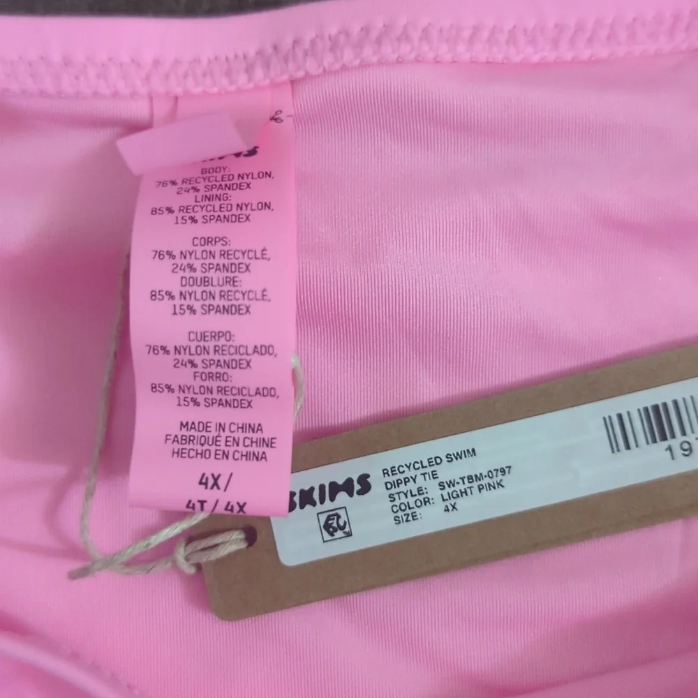 SKIMS Recycled Swim Dipped Tie Bikini Bottom in Taffy Pink
